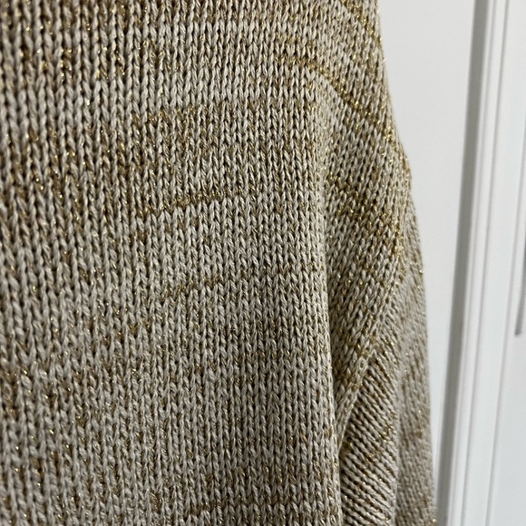 Joe's Jeans Lurex Sweater Women's Size Large Gold And Cream Metallic Turtle Neck - Picture 5 of 6